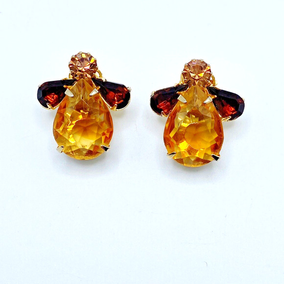 Vintage Givre Bi Color Glass Rhinestone Necklace Earrings Set High Quality Demi - Picture 9 of 16